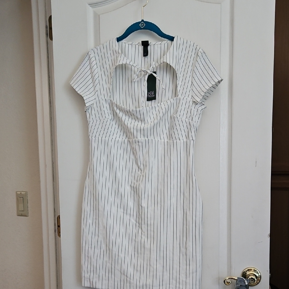 Wild Fable White and Black Striped Backless Dress